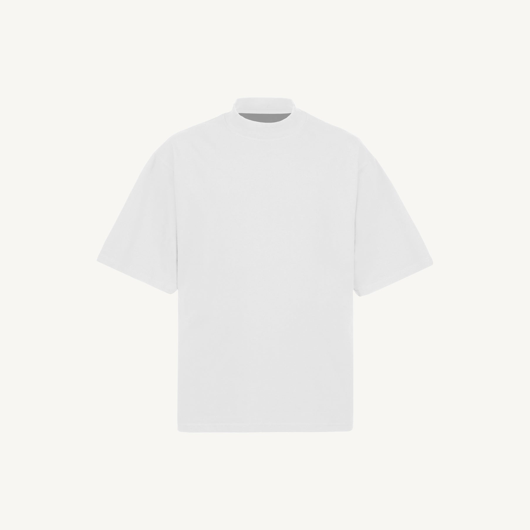 White Oversized Mock Neck Tee. – WATC STUDIO