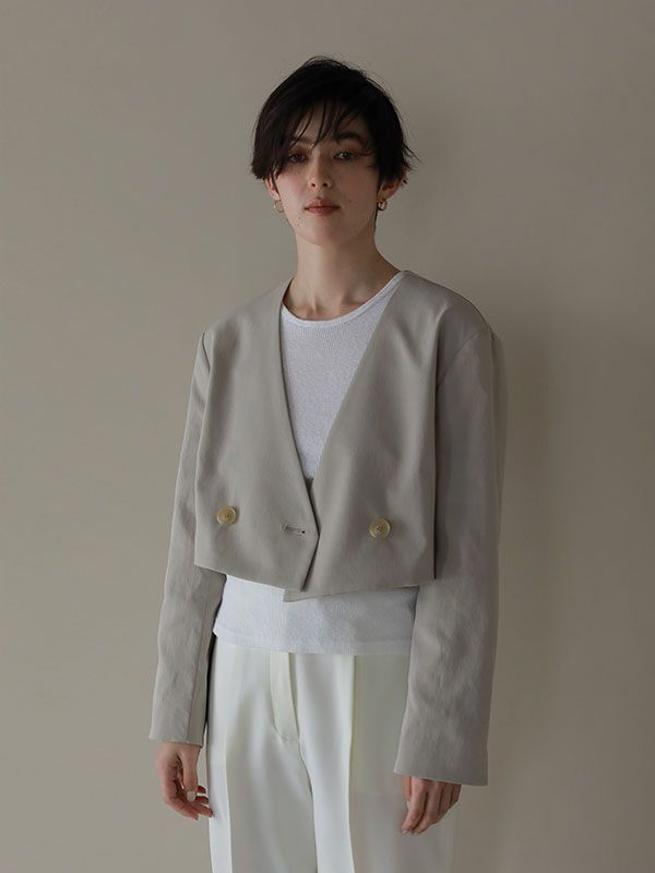 ETRE TOKYO - ノーカラークロップドジャケット - IVORY | ADDICT WEB SHOP