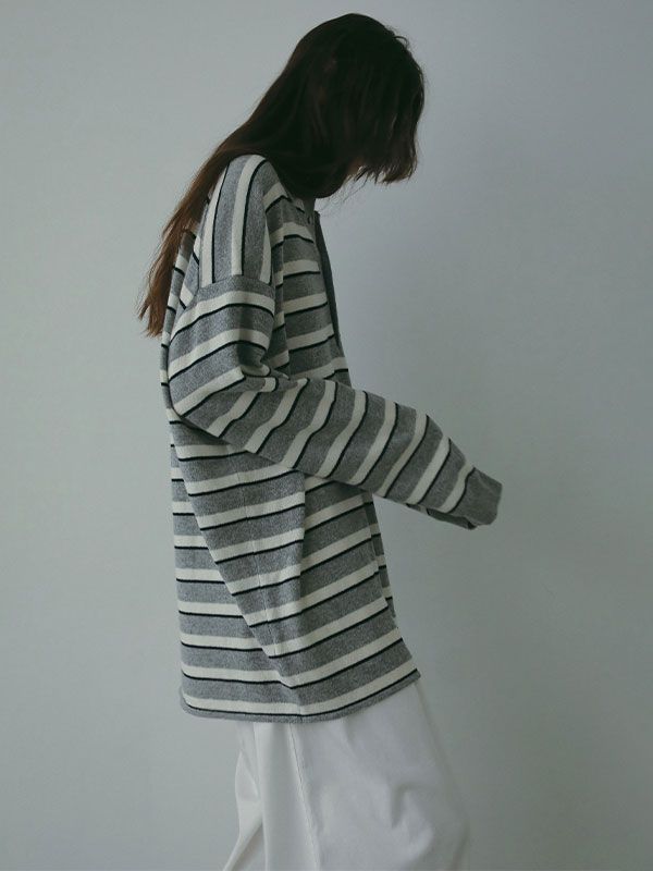 ETRE TOKYO - マルチボーダーニットポロ (GREY) | ADDICT WEB SHOP