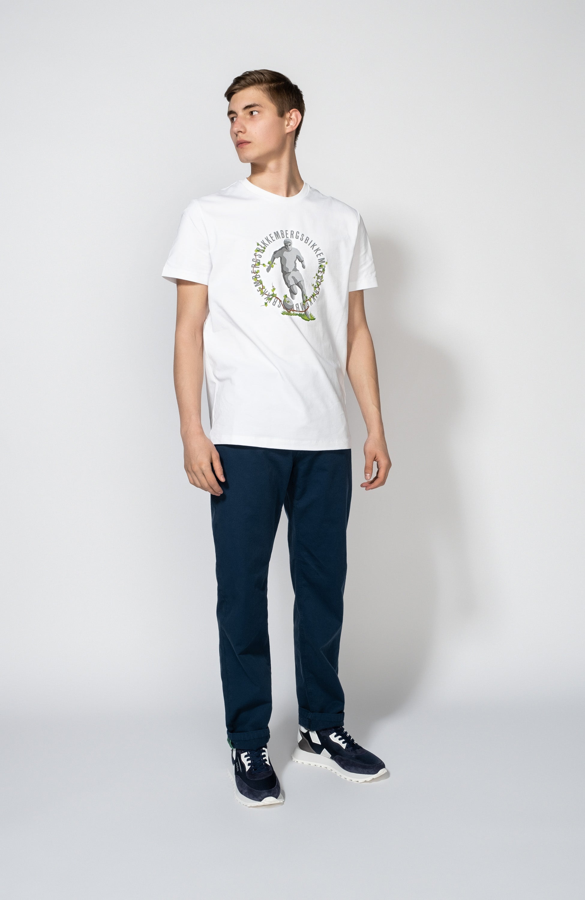 White Logo-emblem Print T-shirt DIRK BIKKEMBERGS