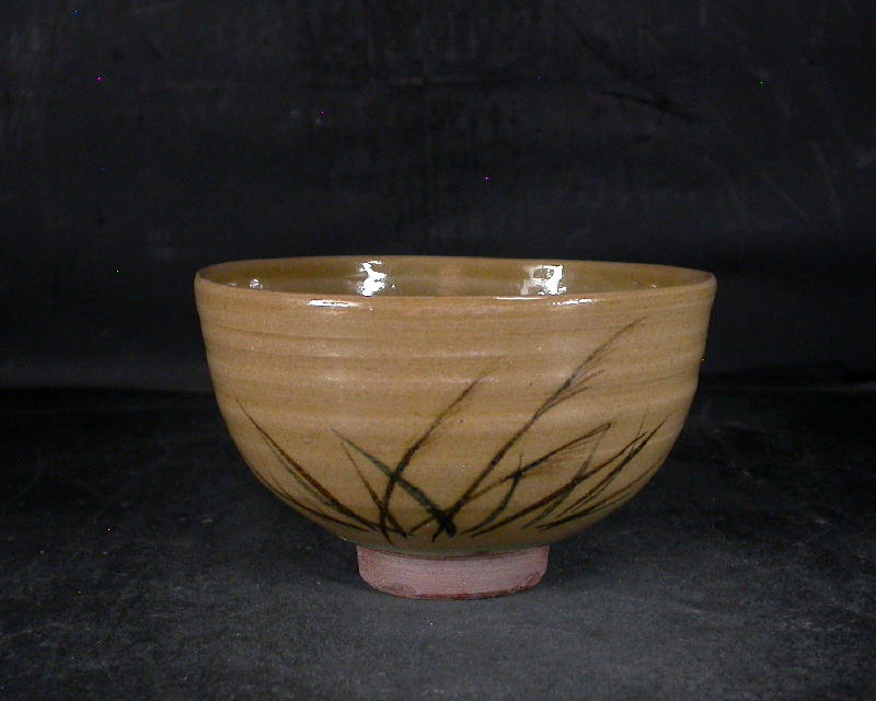 虫明焼 岡山県無形文化財 黒井 千左 四方桟共箱付き虫明抹茶茶碗1