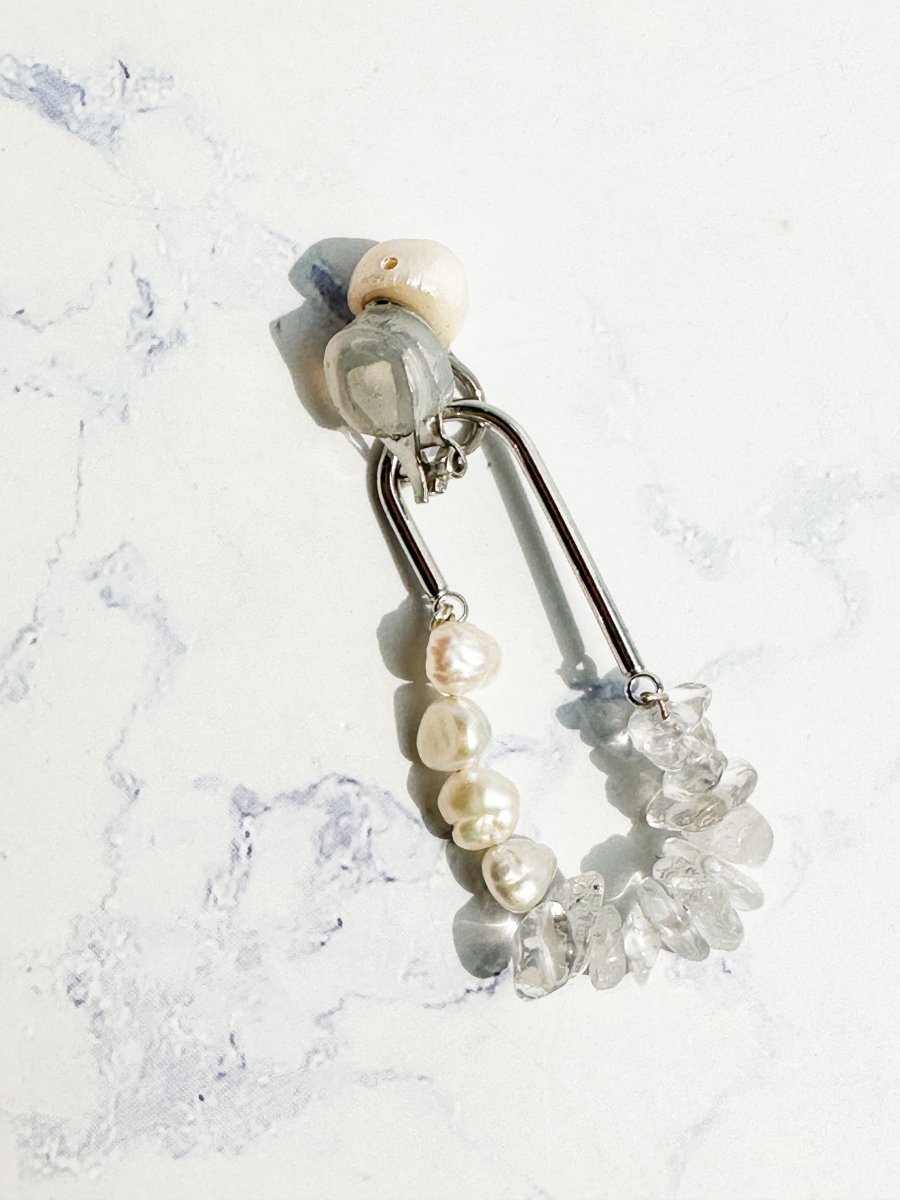淡水パール×水晶サザレ2wayピアス＆イヤリング – おしゃれ花嫁様