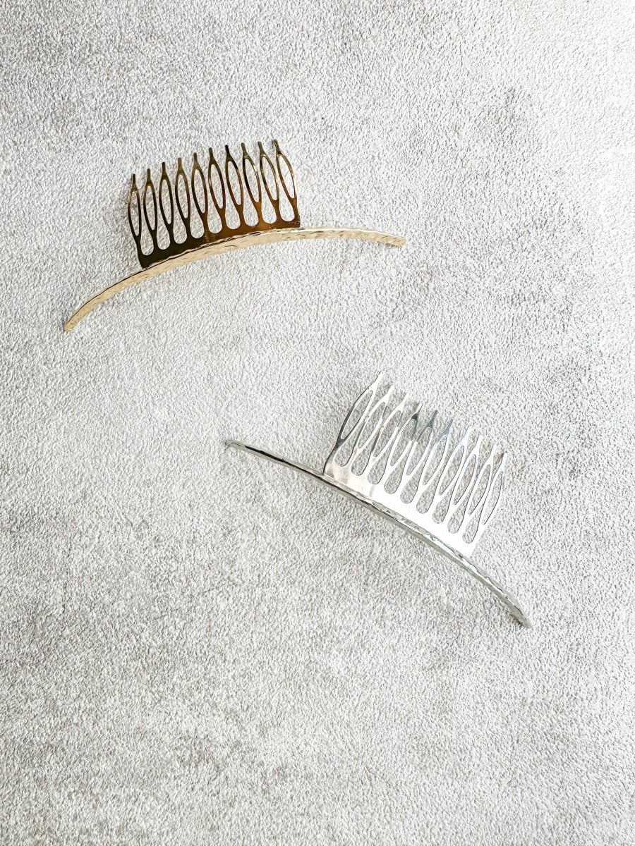 花柄エングレービング ステンレスコーム 約18cm 高級コーム