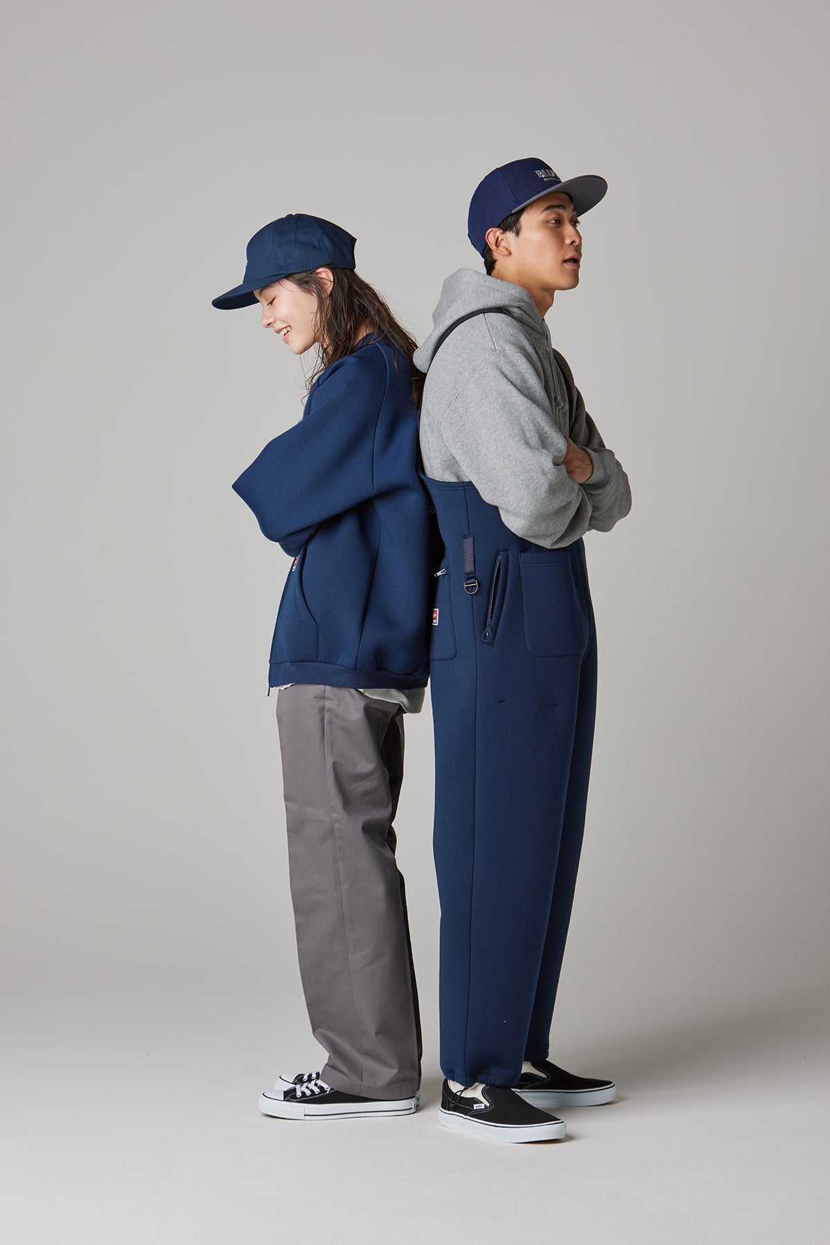 corona ブルコBULCOネイビーオーバーオール BONDING KNIT OVERALL