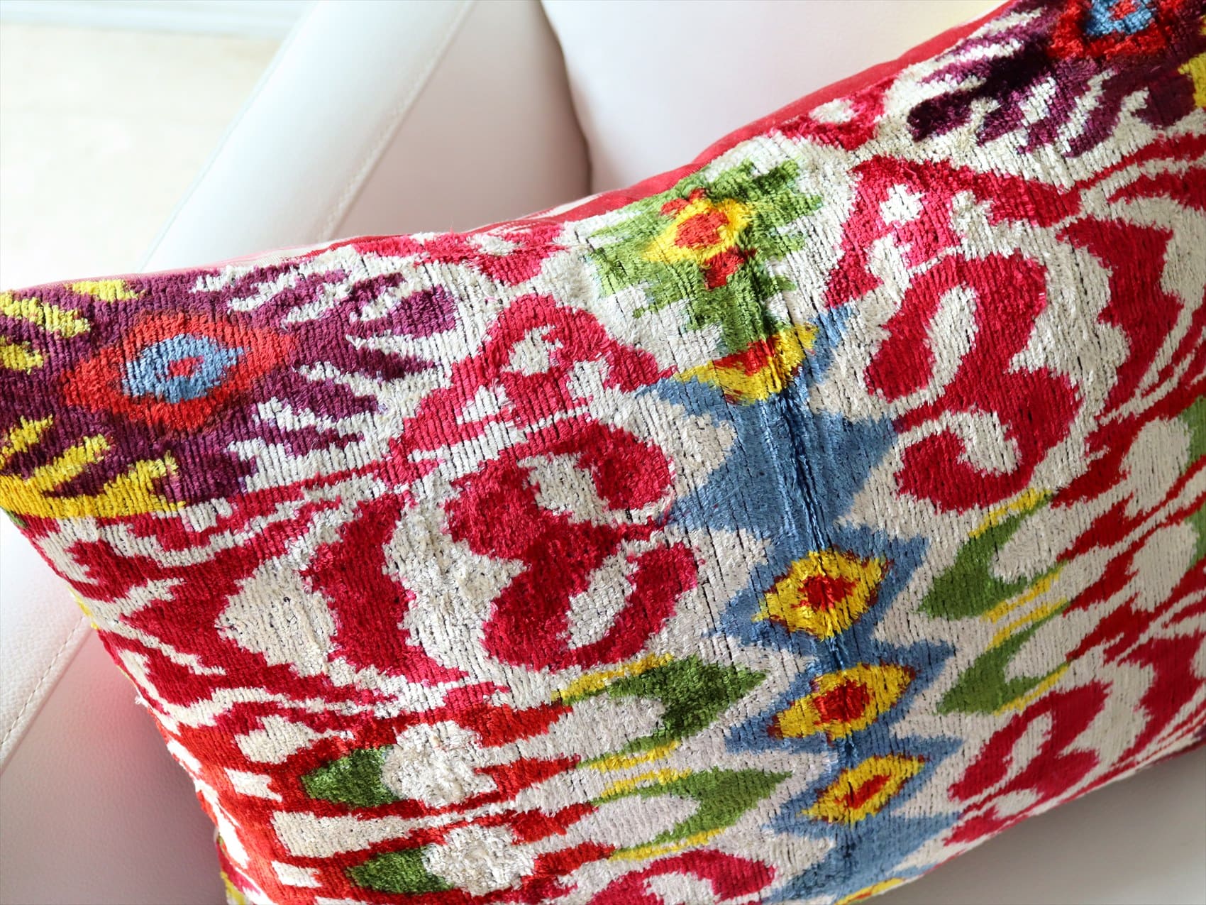 アトラス(イカット・絣) クッションカバー ウズベキスタン 横長