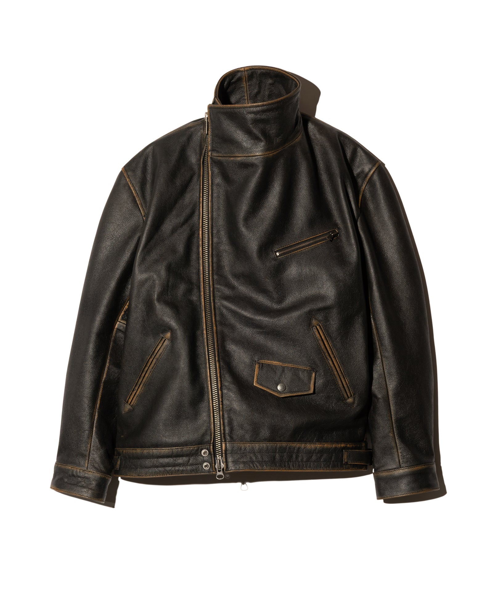 GB0425/JKT01: High Neck Leather Jacket / High Neck Leather Jacket