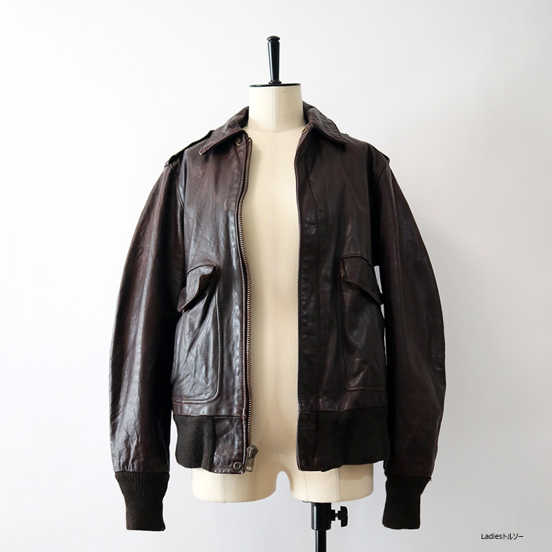 80's SCHOTT LEATHER A-2 style ZIP JACKET,USED/VINTAGE (Men's