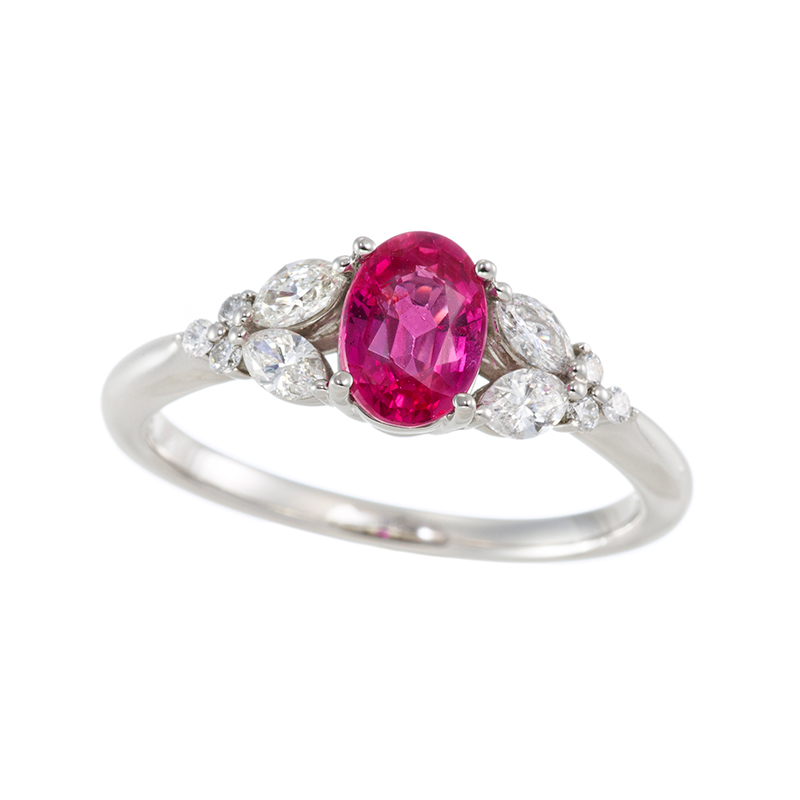 GSTV PT950 モザンビーク産非加熱ルビー ダイヤ リング RB 約1.00ct D