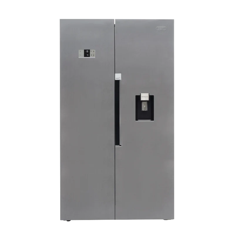 Defy | 496lt Elegant Black Glass Side-by-Side Fridge Freezer