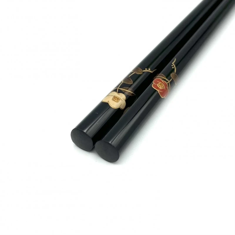 輪島塗 蒔絵箸 椿（黒） - お買い物｜日本最大級の箸の通販サイトなら