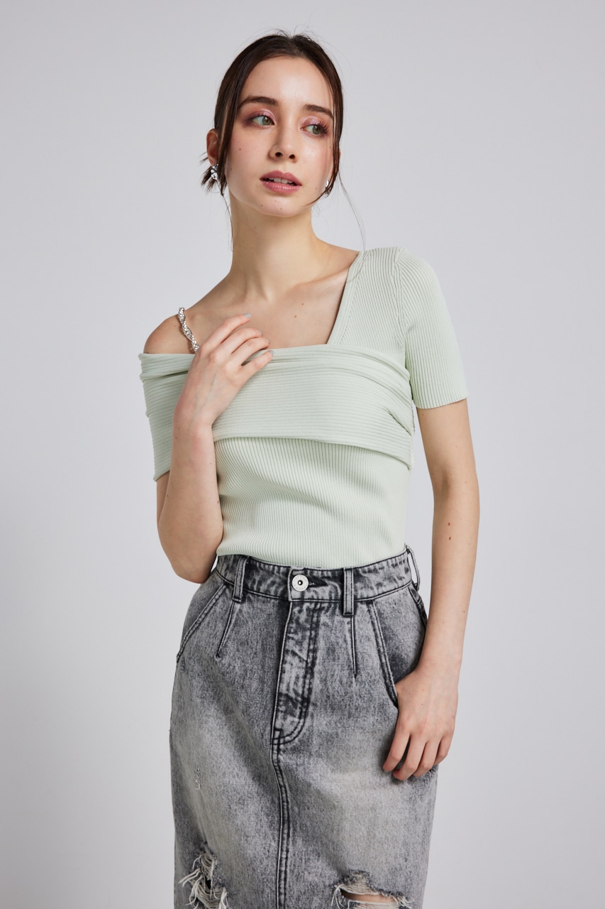 rienda | アシンメトリーショルダーKnit TOP (ニット ) |SHEL'TTER