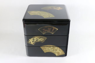 重箱 三段6寸 蒔絵 扇面松竹梅