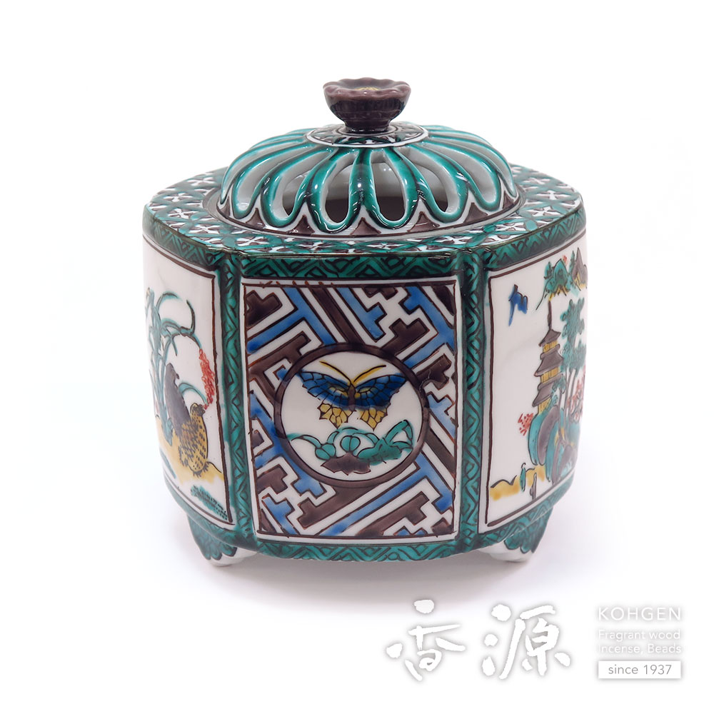 九谷焼 六角香炉 古九谷風 高栄 限定品の通販 - お香専門店香源