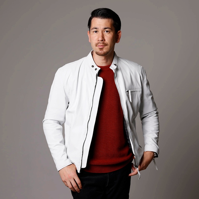 レザージャケット メンズ 本革 ホワイト 白 シングルライダース