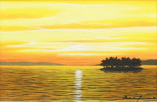 絵画 油絵 宍道湖 (朝隈敏彦) 送料無料 【肉筆】【油絵】【日本の風景