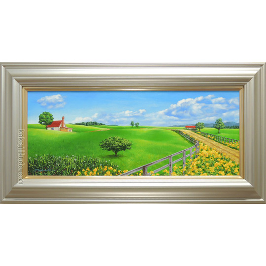 絵画 油絵 丘への道 （里中游） WF3号 送料無料 【肉筆】【油絵