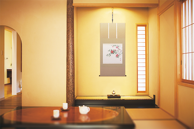 桃の花 佐藤桂三 （尺八横）肉筆！ 春 - 掛け軸（掛軸）販売通販なら