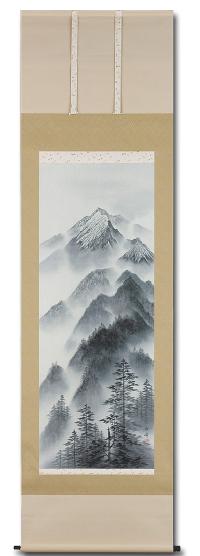 水墨山水 山田白峰 尺五【肉筆】！ 山水画 - 掛け軸（掛軸）販売通販