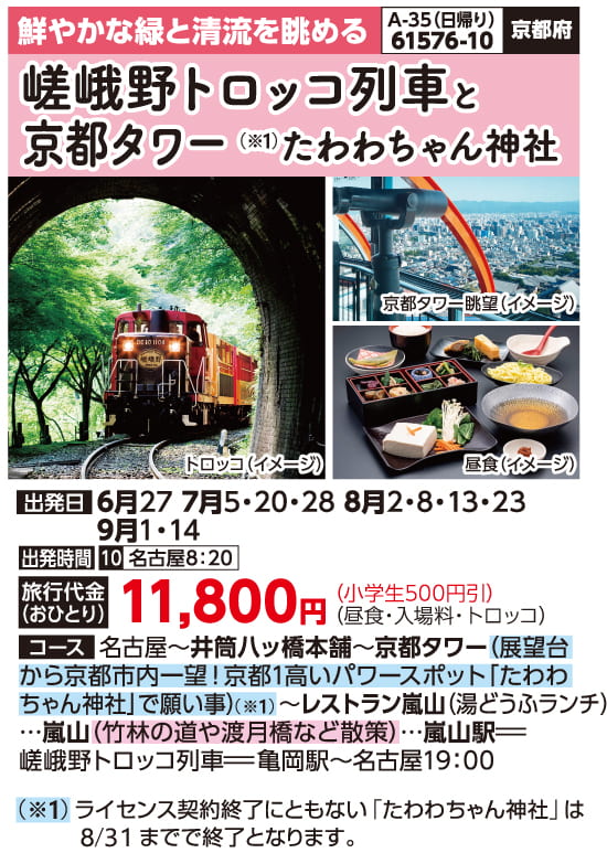 嵯峨野トロッコ列車と京都タワー(2024) | カッコーパルック