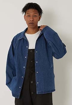 ジャカードデニム ユーズド コーチジャケット | BLUE BLUE