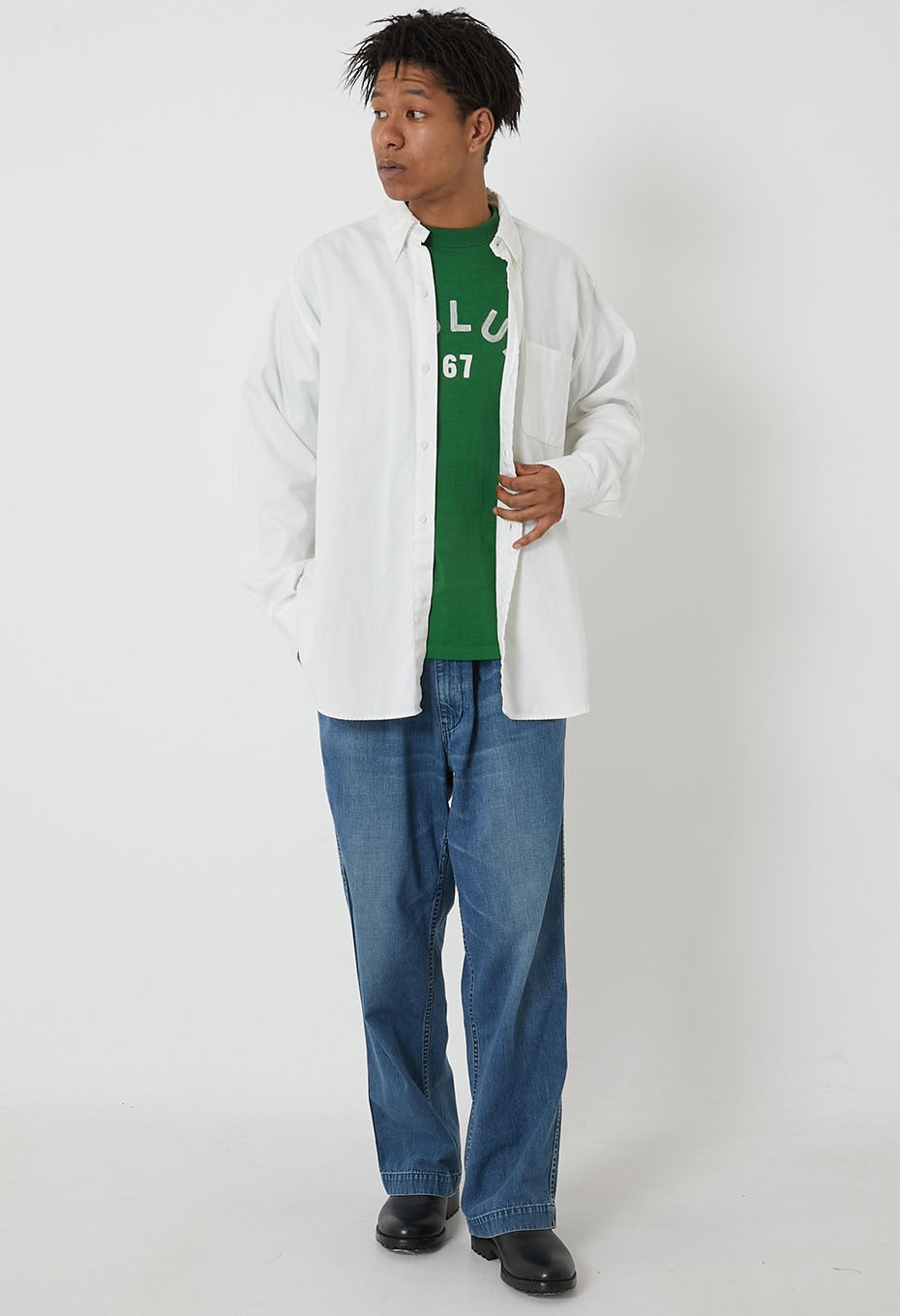 ワークオックス ボタンダウン ロングスリーブ ワイドシャツ | BLUE