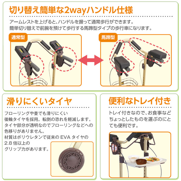 幸和製作所】歩行車 テイコブリトルホームF WAW18 | 手押し車 通販の