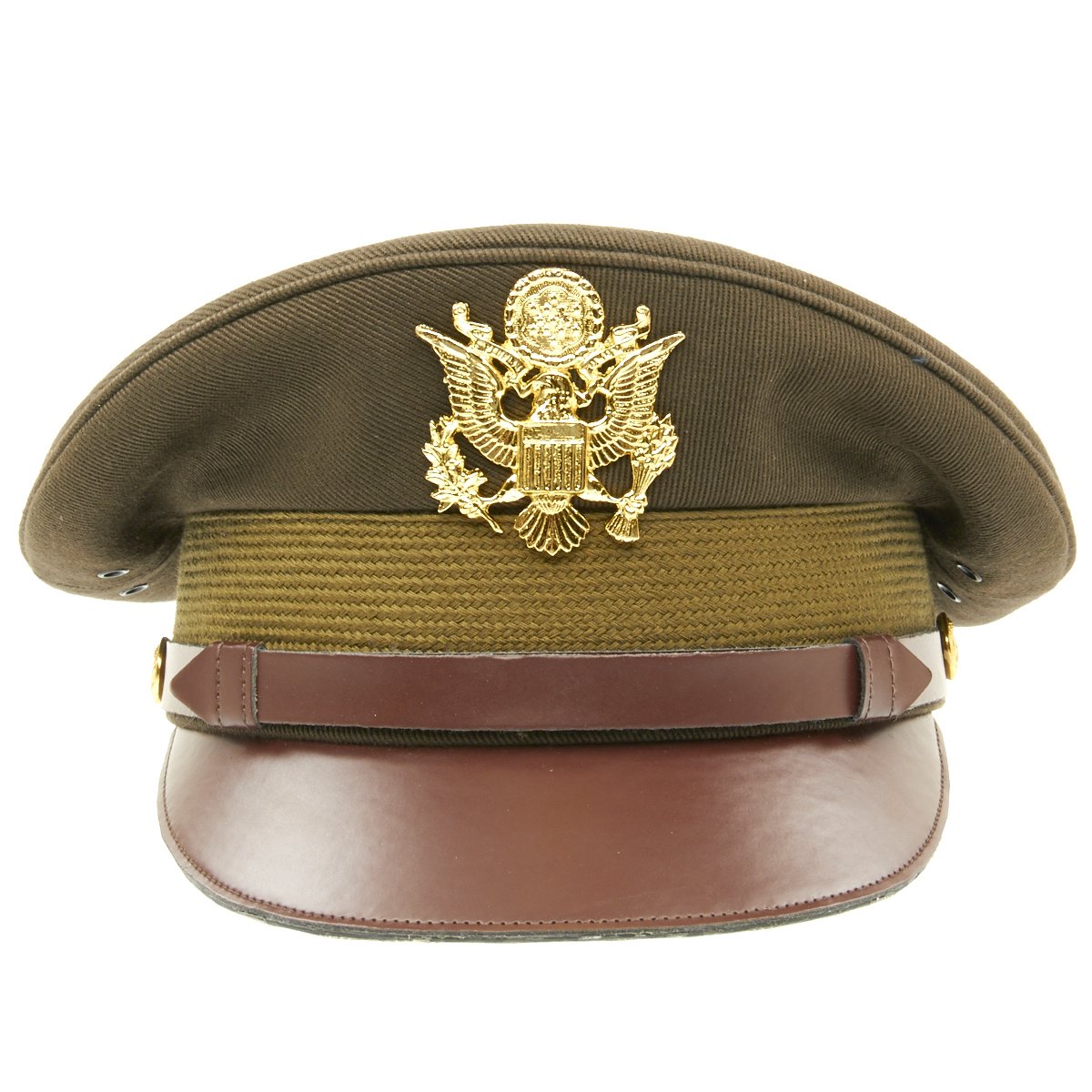 U.S. WWII Officer Visor Crusher Cap in Winter Issue OD Green