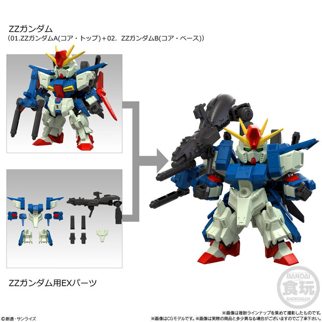 合体する「ZZガンダム」が大ボリューム！4機体収録の食玩プラモ