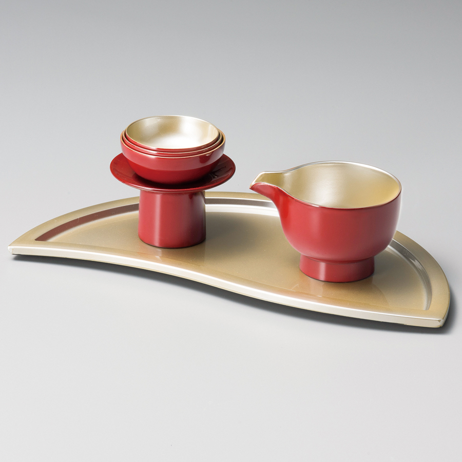 屠蘇器 ちょこっと正月 黒/朱 銀彩 漆塗り（製造中止） 漆器の井助