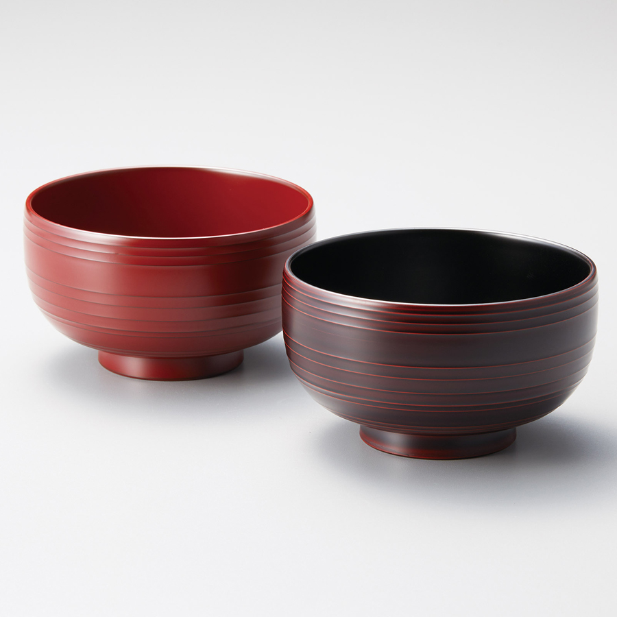 夫婦椀 Wave 溜（ため）・古代朱 2客セット 漆塗り 12-03903 漆器の井助
