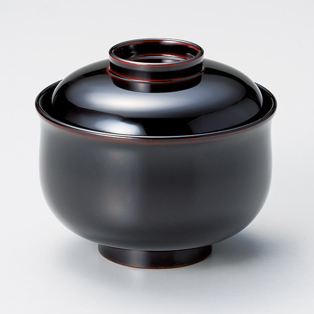 羽反一口椀 溜内黒 5客セット 漆塗り 漆器の井助