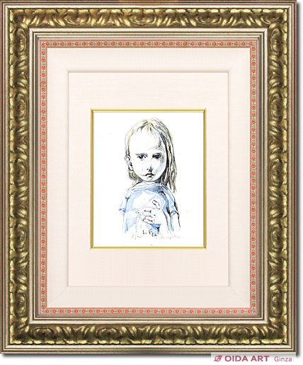 藤田嗣治 青い服の女の子 | 絵画など美術品の販売と買取 | 東京・銀座