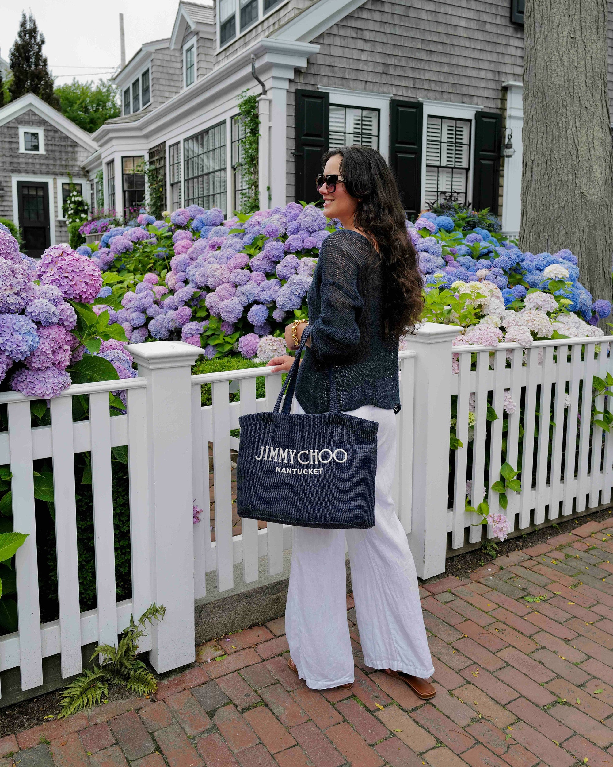 Medium Nantucket Embroidered Raffia Tote | Olivela