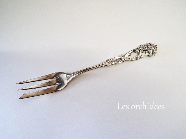 ドイツアンティーク 純銀 sv800 ケーキフォーク 薔薇 オルキデ 恵比寿