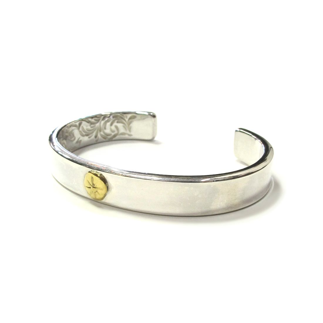 STUDIO T&Y - Plain Bangle 10mm width with Gold Point L (SILVER