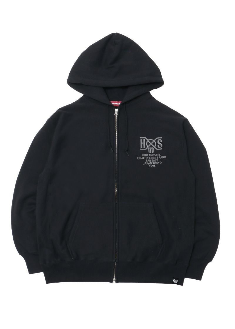 HIDE AND SEEK - HS×BH ZIP HOODED SWEAT SHIRT (BLACK/BANDANA