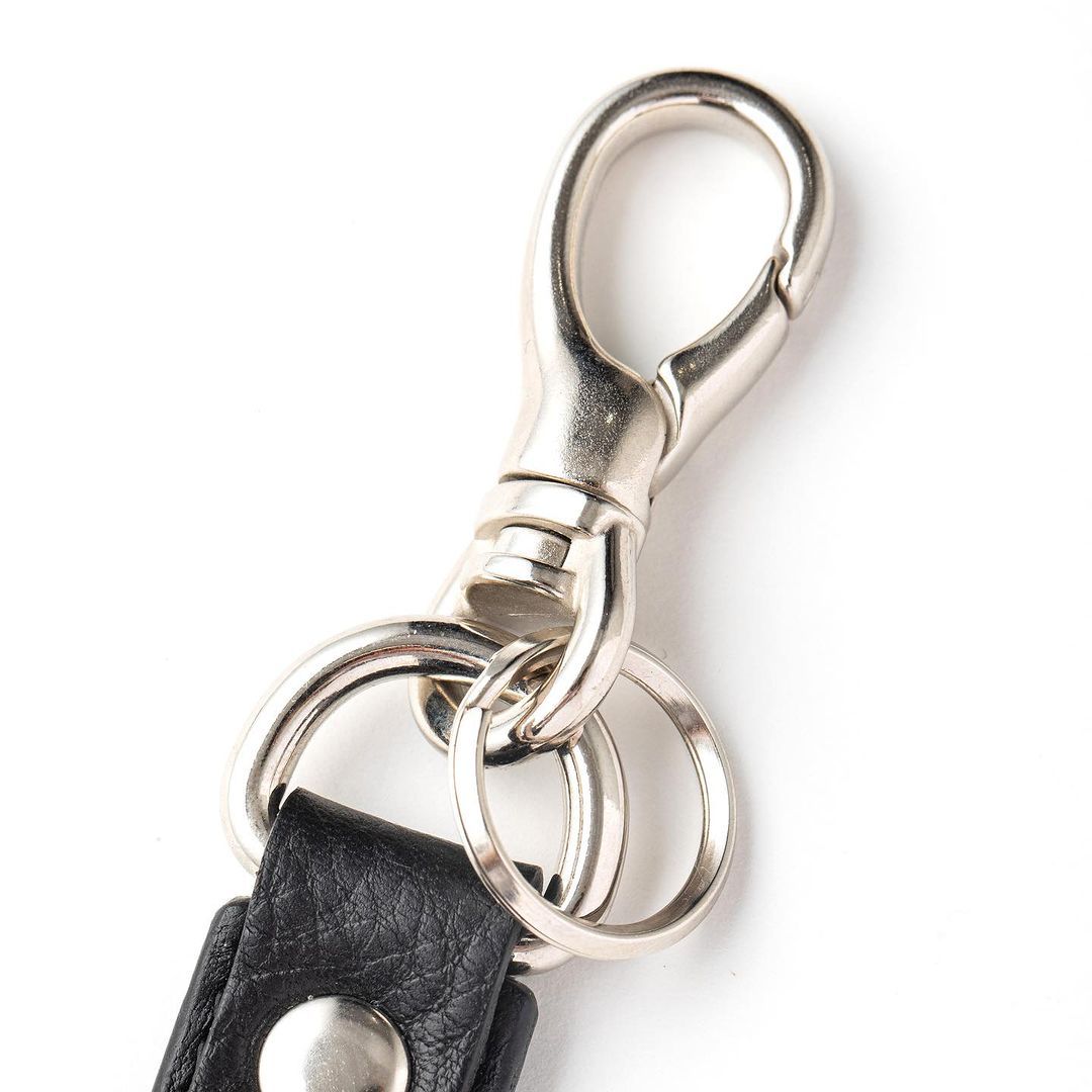 【 CALEE 】スタッズ レザー キーリング / ロング CALEE - STUDS & KNITTING LEATHER LONG KEY RING ＜TYPE B＞ (BLACK