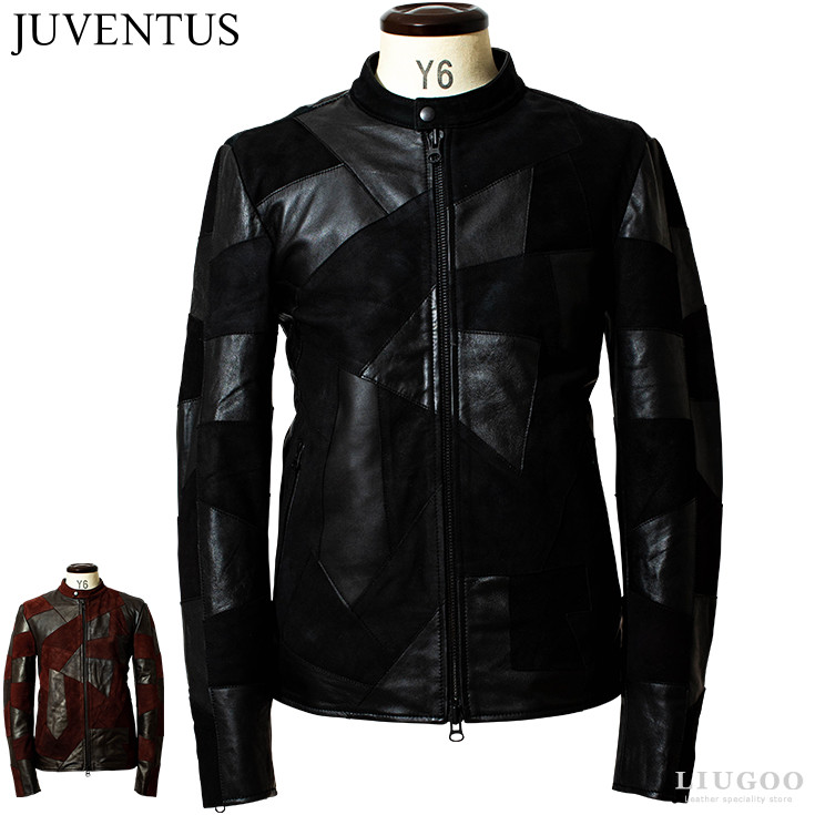 JUVENTUS 本革 パッチワークライダースジャケット メンズ ユベントス
