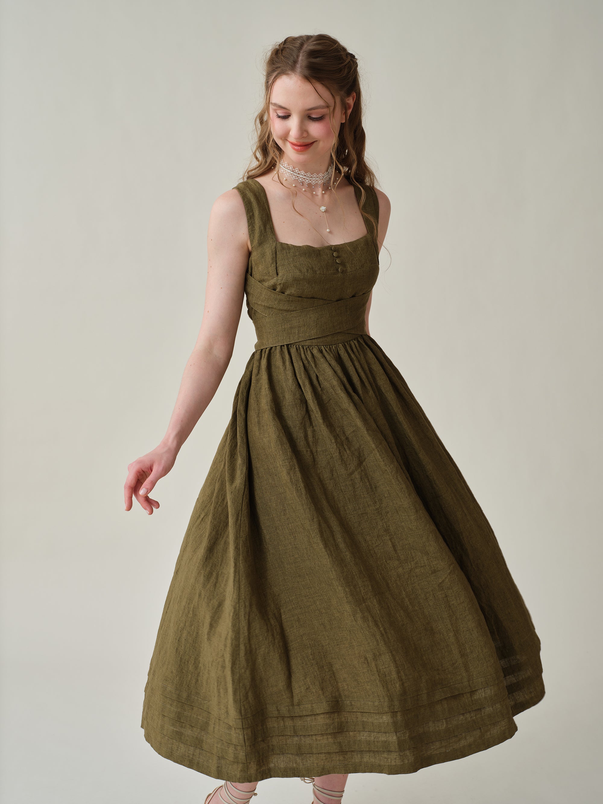 Vetiver 23 | cross back linen dress – Linennaive