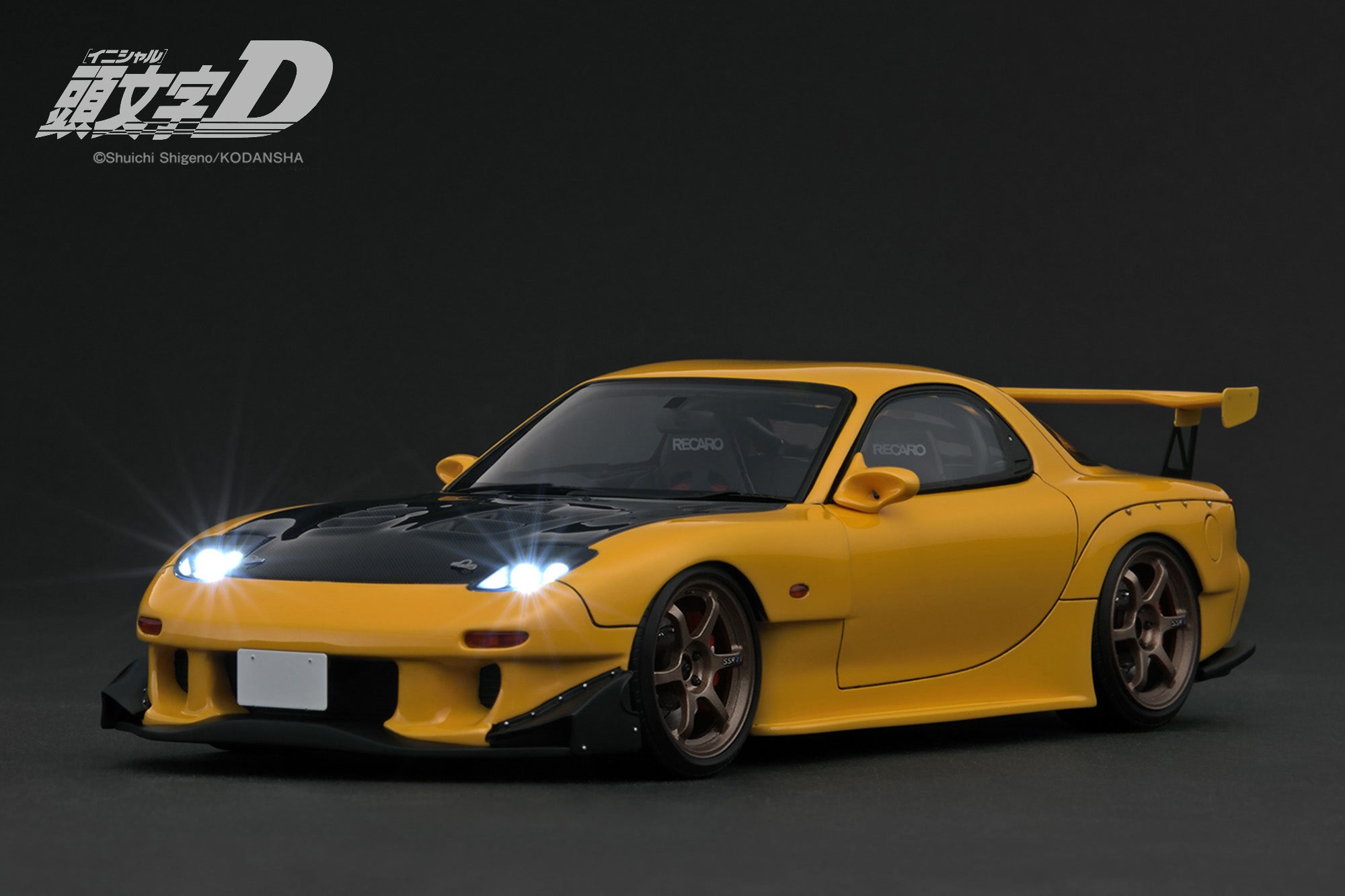 Ignition Model 1:18 Mazda RX-7 (FD3S) INITIAL D in Yellow with LED