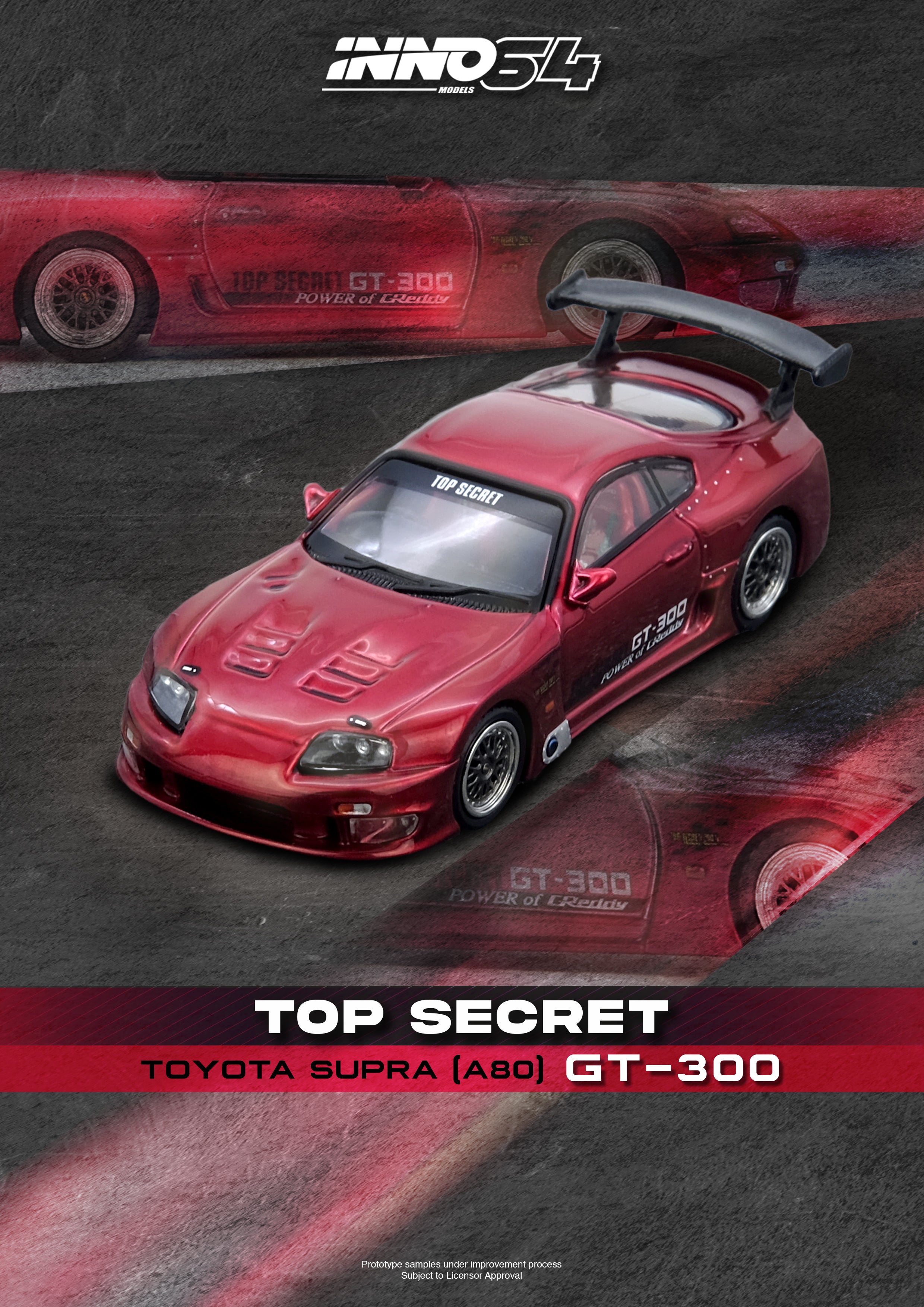 INNO64 1:64 Toyota Supra (A80) TOP SECRET GT300 in Red – Model