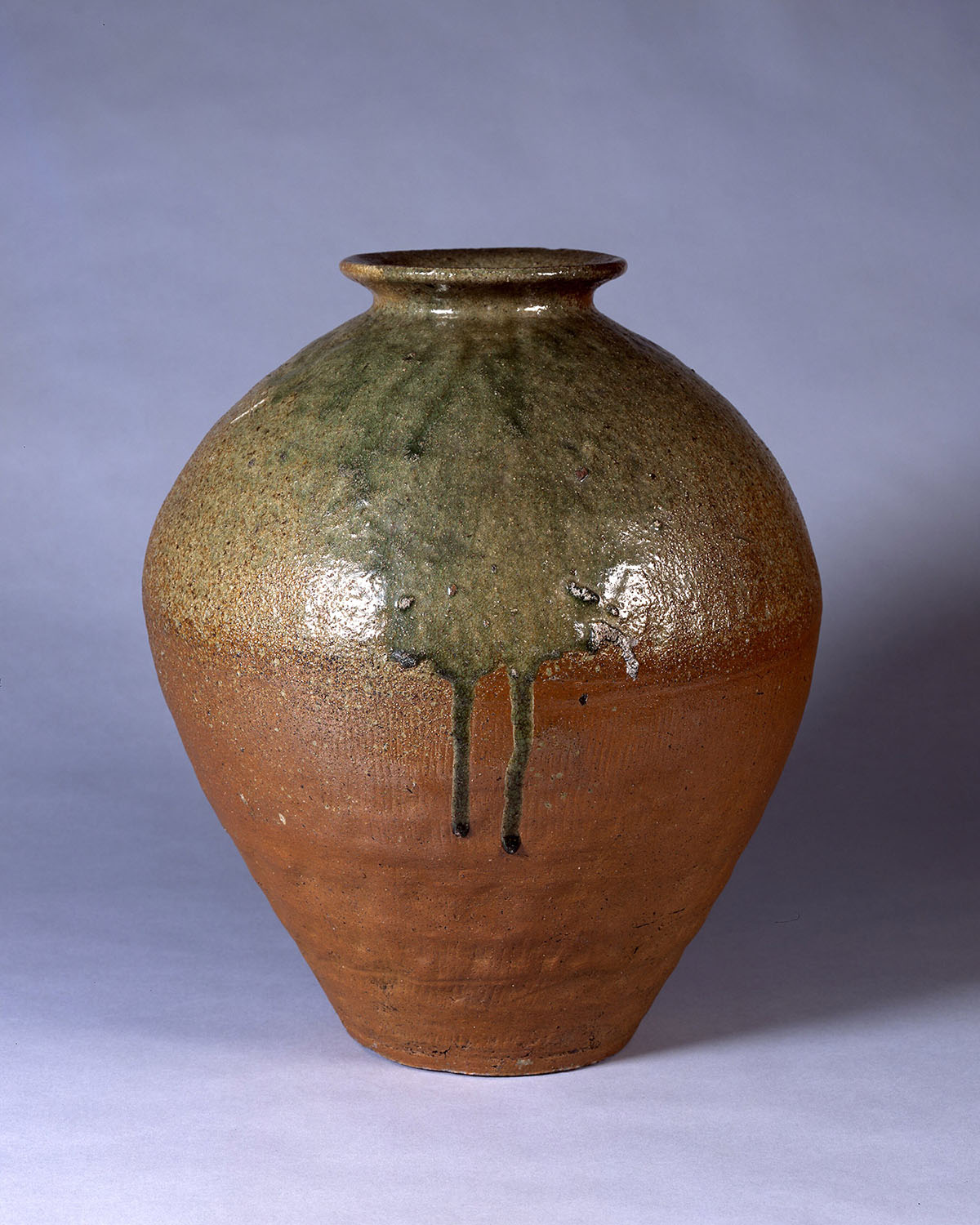 丹波立抗焼 直作窯 美しい釉薬の流れの陶器壺