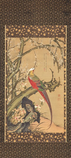 白梅錦鶏図 伊藤若冲筆 梅荘顕常賛 - MIHO MUSEUM