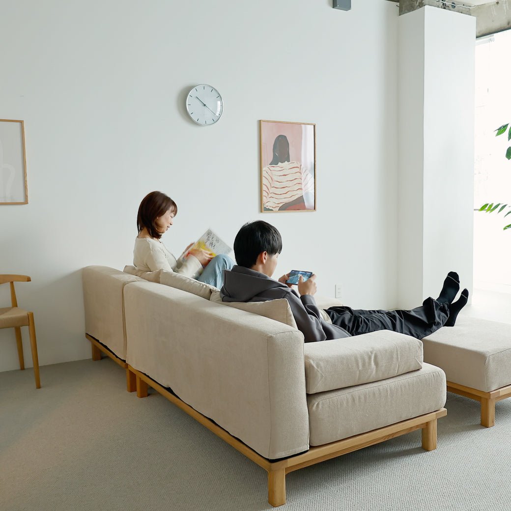 SIEVE rect unit 3人掛けソファ カバーリング 洗える ベージュ｜miion