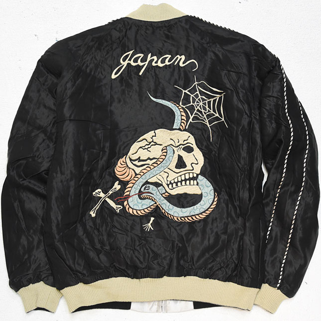 東洋スカジャン【SKULL×JAPAN MAP】サテンキルトスカ・NO-247/tt14466-119