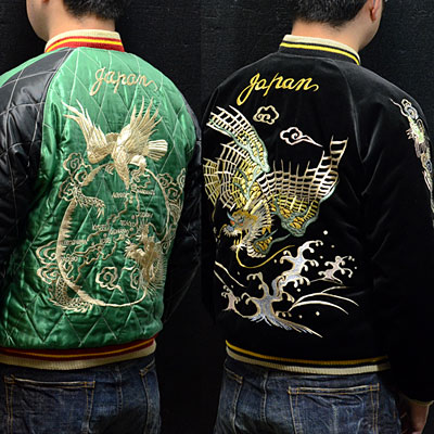 テーラー東洋スカジャン「FLYING DRAGON×JAPAN MAP」別珍×サテンキルト