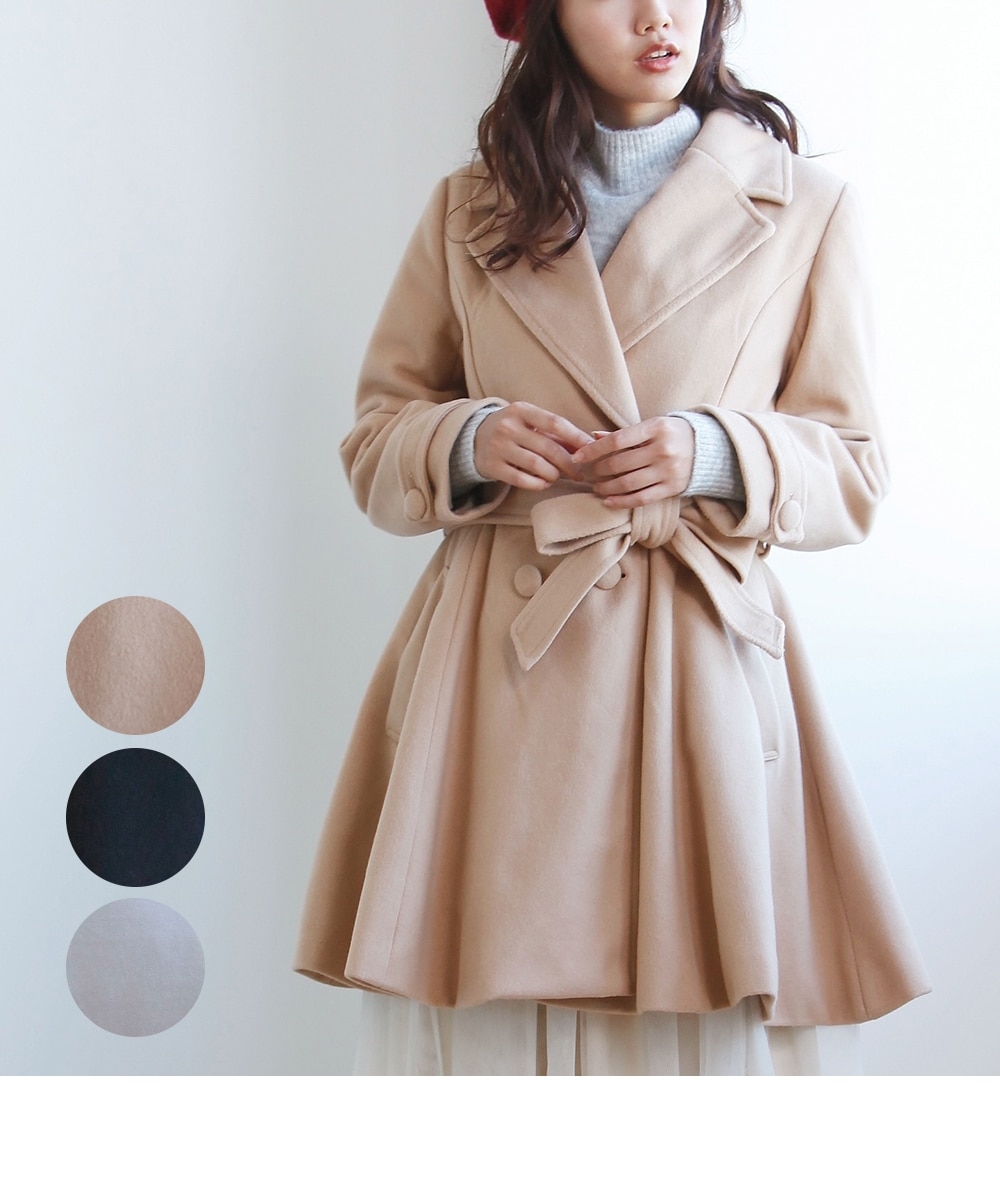 ダブルボタンフレアコート（共布ベルト付） 通販【ニッセン】