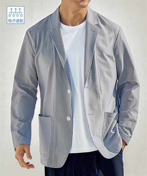 メンズスーツ】セットアップ可能ストレッチシアサッカーテーラード