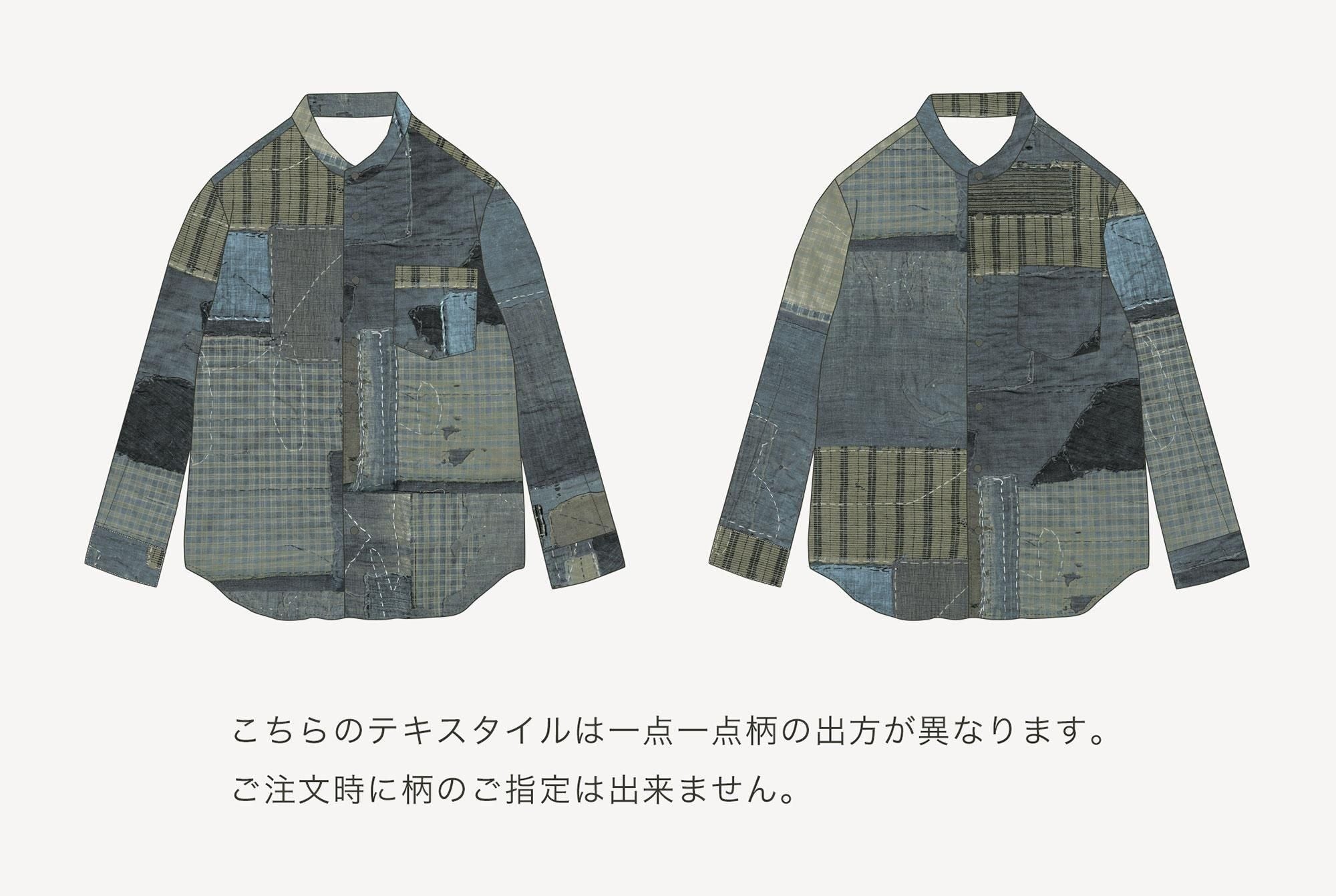 3月17日頃発送予定】高島縮 20/20 スタンドカラーシャツ／BORO IJ