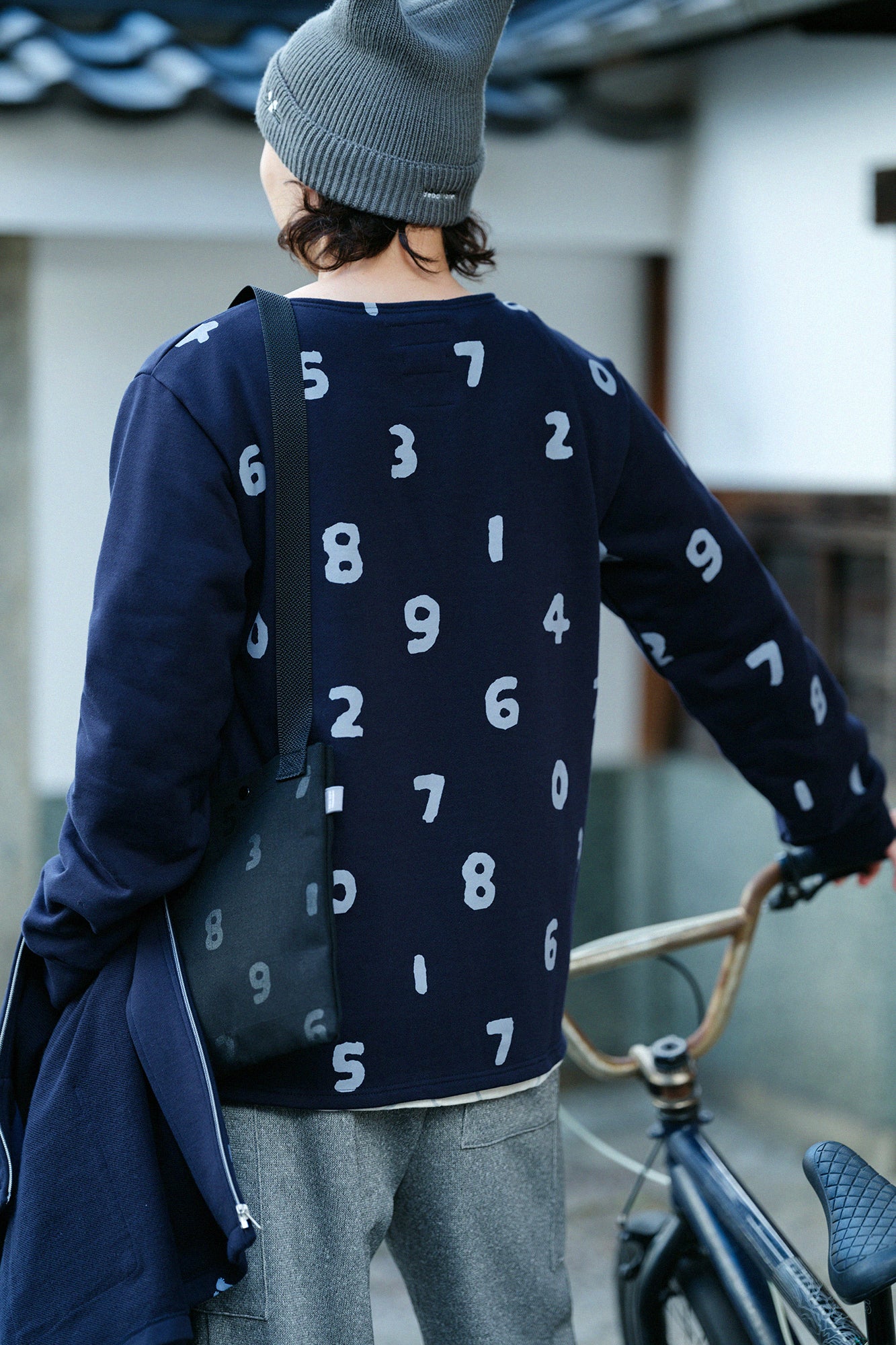 裏毛 ボートネックスウェットシャツ／ネイビー×SO-SU-U